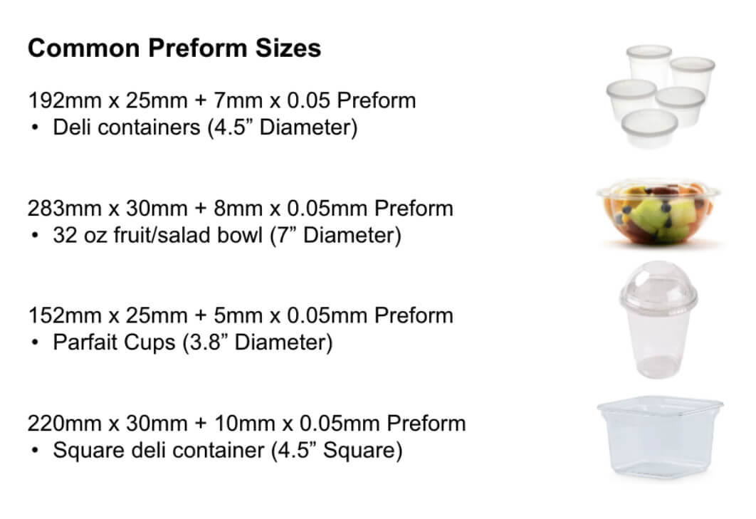 common preform shrink band sizes
