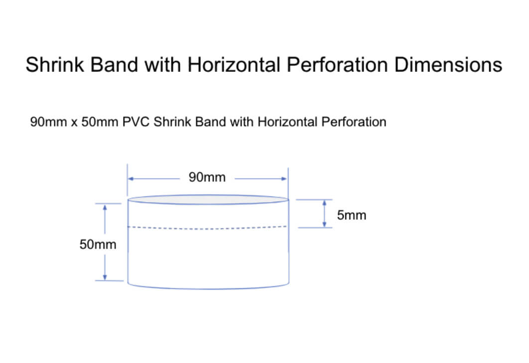 shrink band with horizontal perforation dimensions