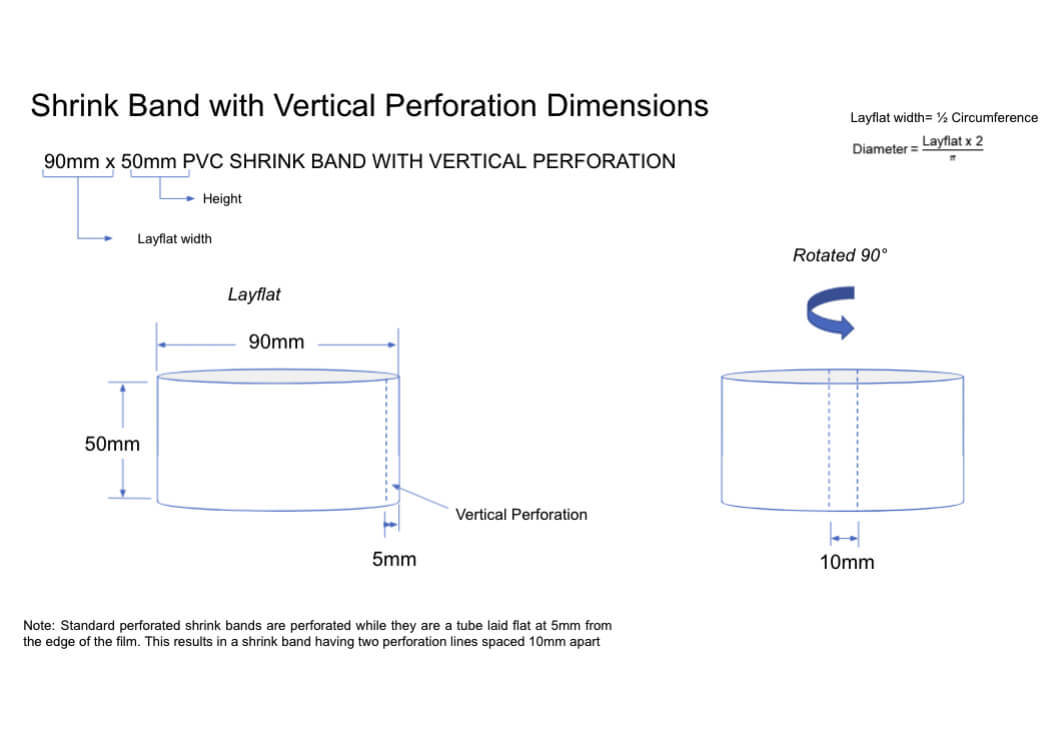 shrink band with vertical perforations dimensions